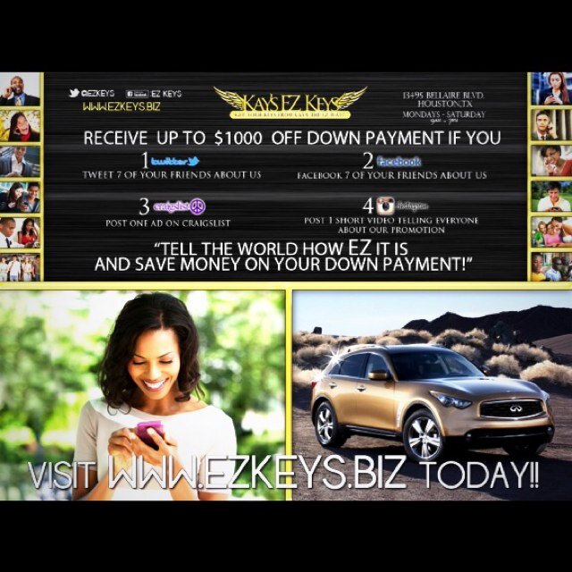 Need a Car in Houston? NO CREDIT/BAD CREDIT? No Problem! NO CREDIT CHECK! http://t.co/Hj8H2WXffq Get your Keys from Kay's the EZ way!
