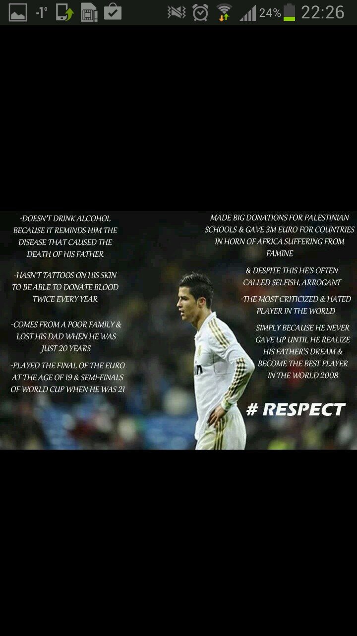 ronaldo is my idol, i can live a life without football.  i am 14 years boy who live in England