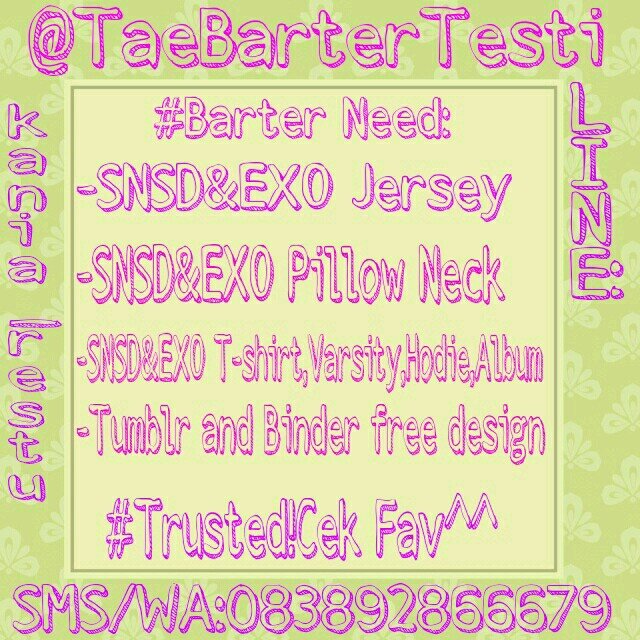 Open sponsor hanya untuk fanbase kpop|#TRUSTED|OPEN BARTER CEK FAV|Testi of @TaegangsterShop|Testi?Cek fav|wa:083892866679|pin bb:73F462F8|Line:kania_restu