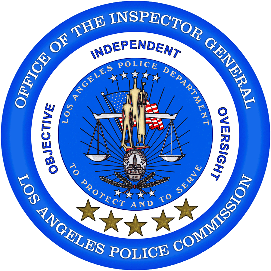 The Office of the Inspector General performs civilian oversight of the LAPD and reports to the Los Angeles Board of Police Commissioners