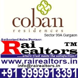 We are Rai Realtors, Authorised Sales Partner of Pareena Group (Pareena Infrastructure) for Pareena Coban in Sector 99A Gurgaon. Call us +91 9999913391