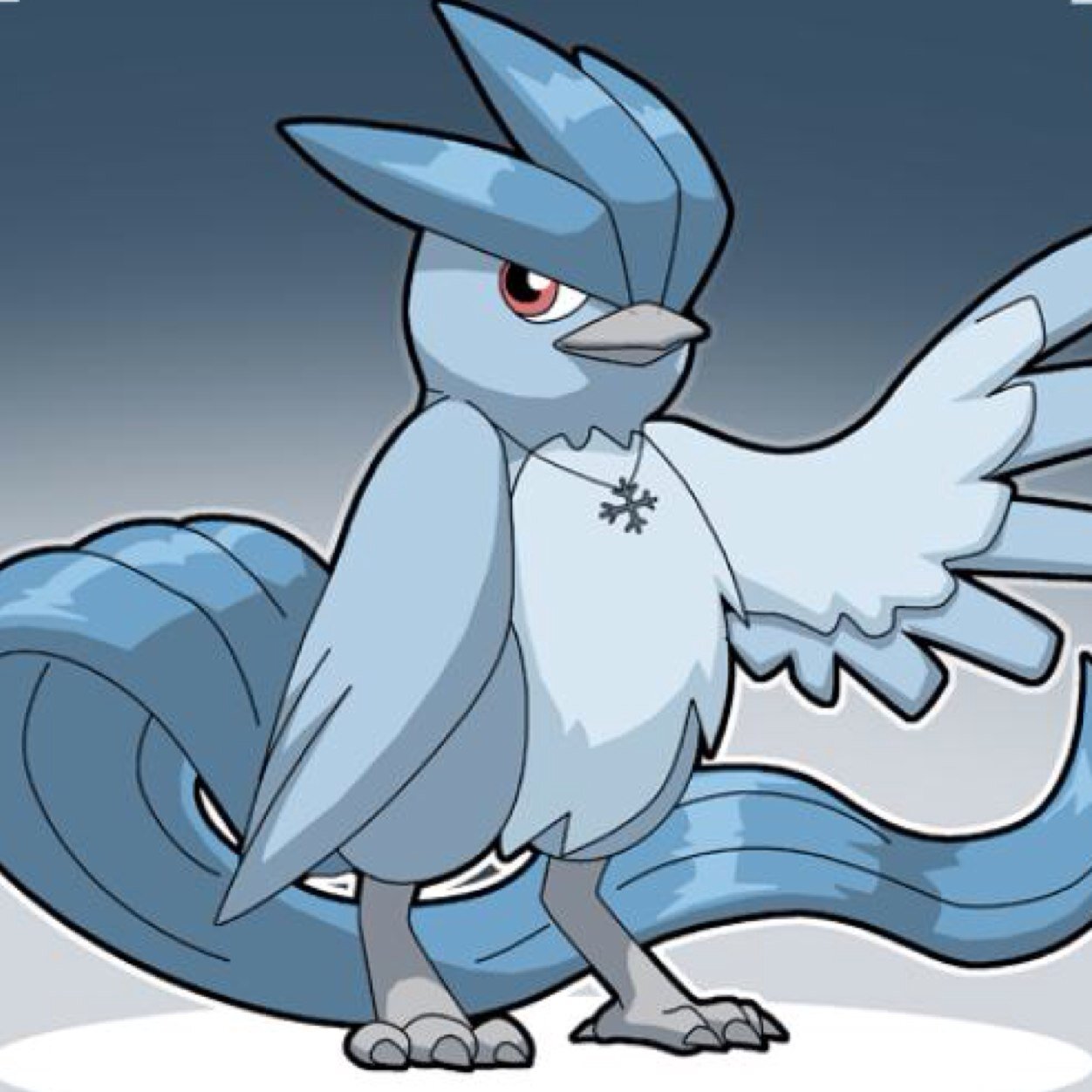 Primera de las tres aves legendarias. Leal, honorable y cariñosa. Capaz de congelar la humedad del aire sólo con el batir de mis alas. ¡No tengo nada con Lugia!