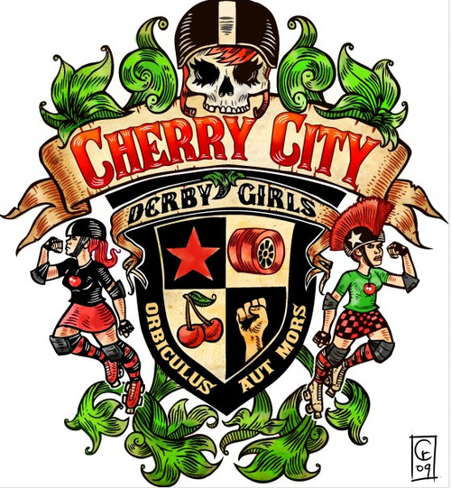All girl roller derby in the city of peace, Salem, OR