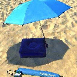 Hurry! Christmas Special Offer, three for the fantastic price of two.                   The beach umbrella for your face. Block out the sun, not the view!