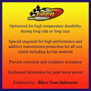 BZ Oil Full Synthetic Racing Oil 10w - 40 JASO MA API Service SL. Order via sms only 081314037988 / 087877626363.