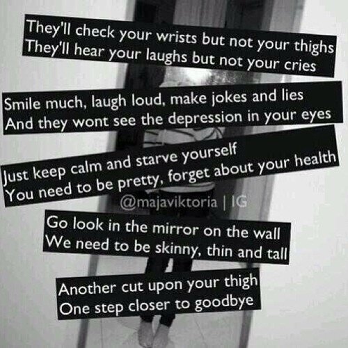 Self harm, depression, weight loss, my life.