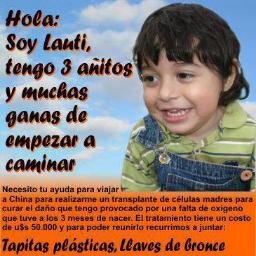 Con tu ayuda lauti mejora tu estado motriz , sumate al facebook/lauti.tenecesita. solo falta $70.000 para llegar al objetivo. 01134198641 Daiana Rodas