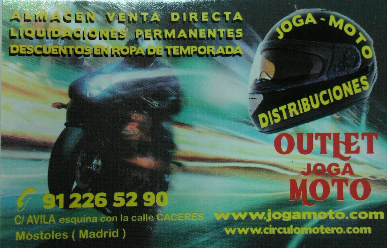 JOGA-MOTO DISTRIBUCIONES es una tienda OUTLET dedicada a la venta de accesorios de moto. http://t.co/DwTi19aY6r