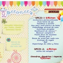 Jardí Infantil, Ludoteca, Aniversaris, Cursos Pre-Mamá i molt més!

petonetsgava@gmail.com