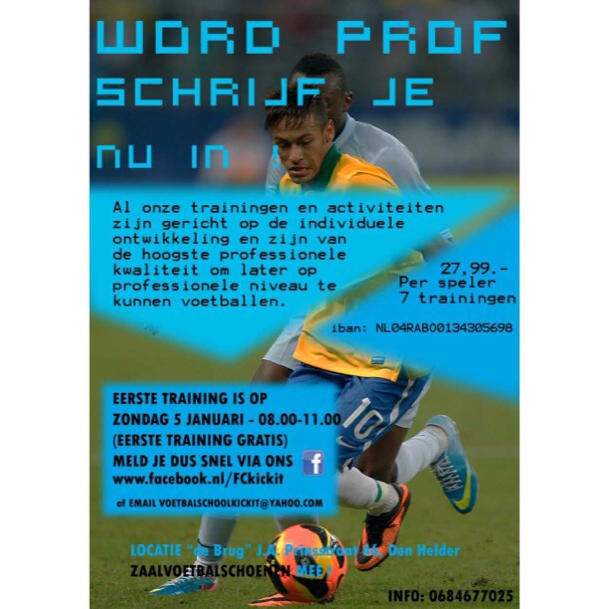 Voetbal Academie Kick it biedt voetballers  een gespecialiseerde opleiding die zal zorgen voor een betere ontwikkeling van een speler, ben jij 8/14 jaar ?