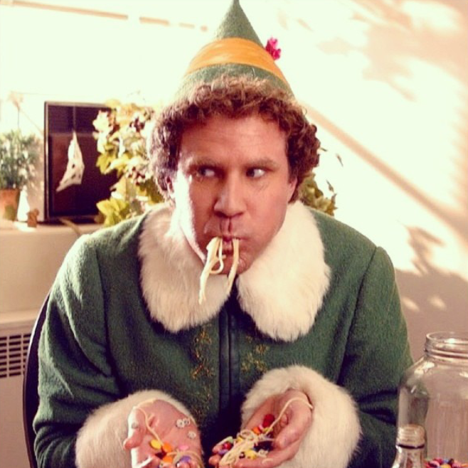 Hi i'm buddy the elf and i love syrup.