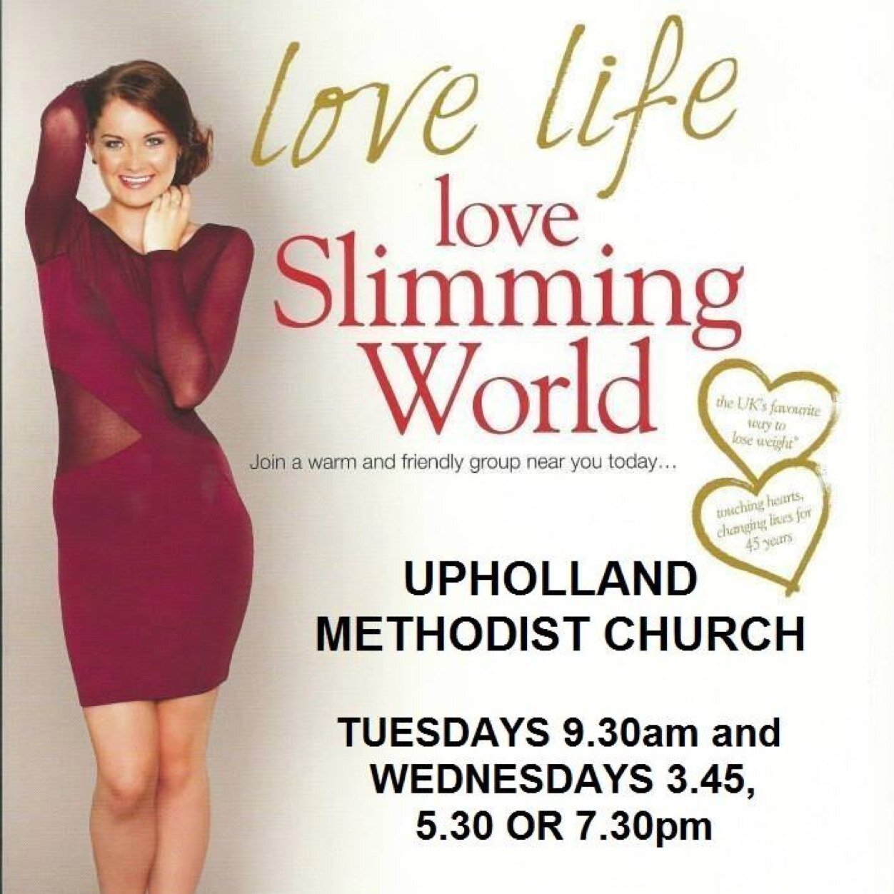 slimwithsarahSW's profile picture. Slimming World Consultant in West Lancs running Upholland        Methodist Church Tuesdays 9.30am and Wednesdays             3.45pm, 5.30pm, 7.30pm.