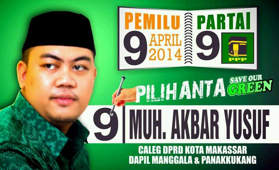 Muh Akbar Yusuf adalah Caleg dari Partai Persatuan Pembangunan No.urut 9 untuk DPRD Kota Makassar periode 2014-2019 Pin BB 749D4A48