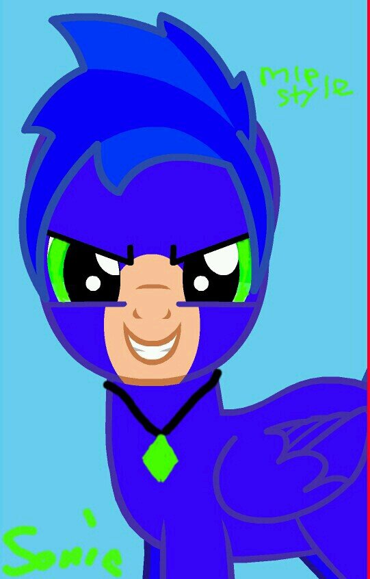 hello Im Sonic the pony..I was a hedgehog but i got knockedout and put here in equestria as a pony im still the fastest runner