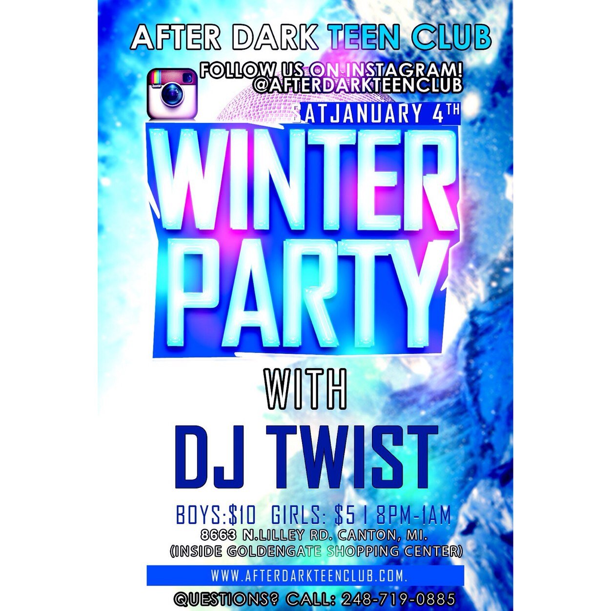 AFTER DARK TEEN CLUB ON LILLEY RD IN CANTON  EVERY SATURDAY FROM 8PM-1AM .$10 FOR BOYS & $5 FOR GIRLS AGES 14 TO 19.INSTAGRAM@ AFTERDARKTEENCLUB