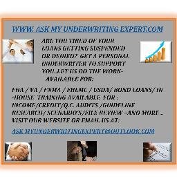 underwriting01's profile picture. #Mortgage Underwriter,# Writer,# Parent,# Consultant, # Agency Guidelines, # loan consulting