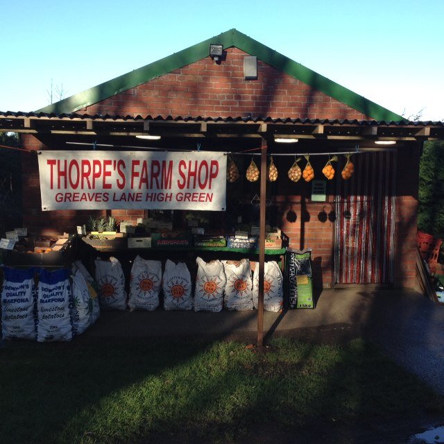 Thorpes Farm shop selling a variety of fresh fruit, vegetables & more. Delivery on orders over £10. Greaves Lane, High Green, Sheffield. Call 07858693865.