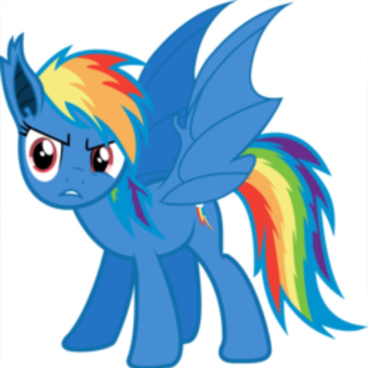 Scree! The batpony form of @mlp_Rainbow. Fastest bat in Equestria. Training to be in the wonderbats. [GMT-8/Pacific]