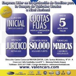 valencars's profile picture. Avenida Santos Michelena C/C Calle Carabobo C.C mayor Center Oficina N° 02 Maracay Edo Aragua. Lideres en Creditos Para Vehículos Usados y Motos. 0243-2477480.