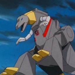 Me, Grimlock stomp on puny decepticons!