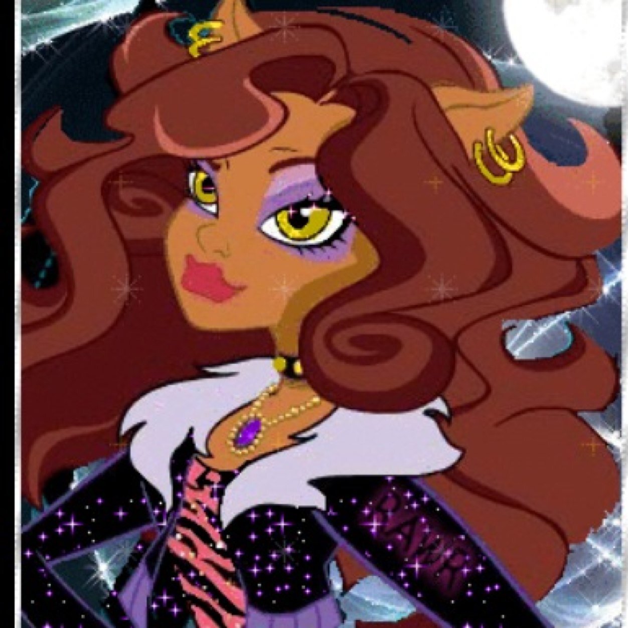 Im clawdeen! I go to monster high with my friends! My GFF is @LeanaOfMH! Im the daughter of the werewolf. I love almost everything purple!