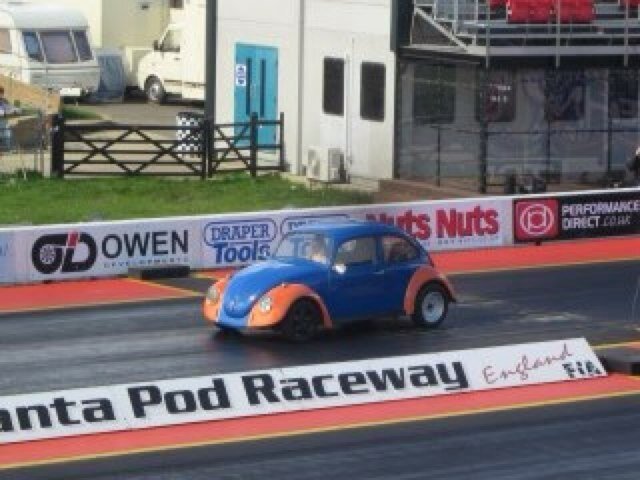 Bob the bru bug drag car- almost complete just a few finishing touches needed! Raced at santa pod raceway during 2013,personal best 1/4 mile was 15.8 seconds