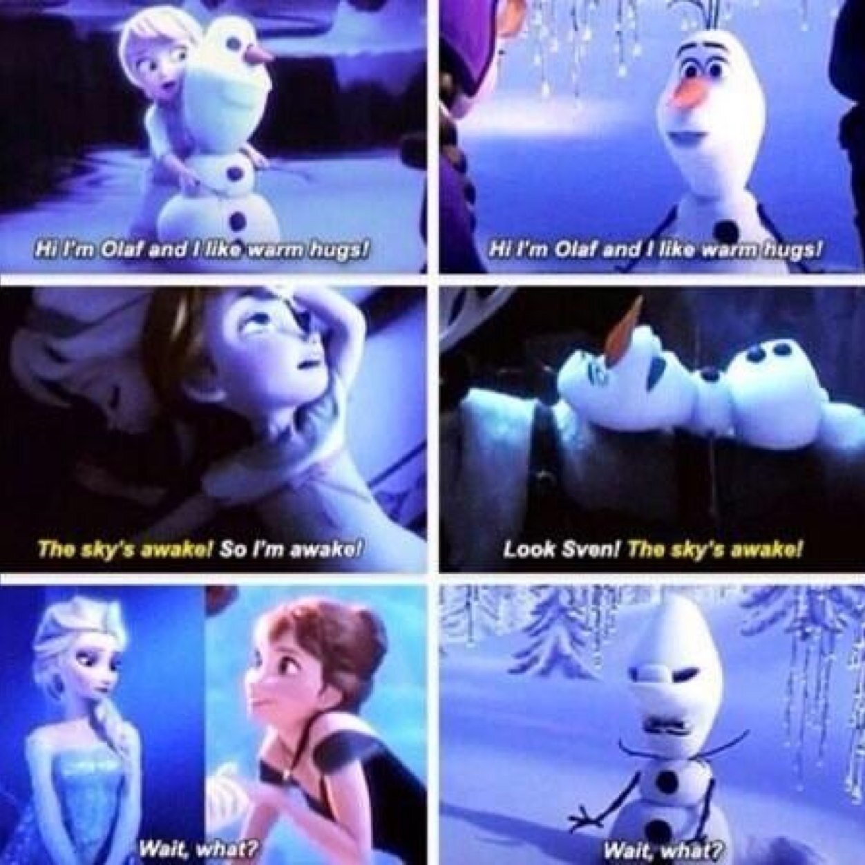 Hi! Im Olaf and I like warm hugs! Hurt my snowflakes and I'll hurt you. Was @disneys_olaf