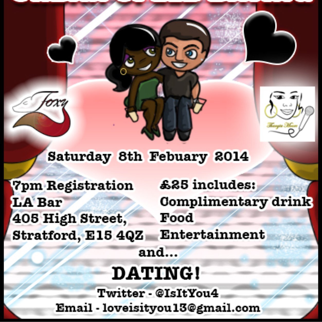 IsItYou4's profile picture. The Red Carpet and Thanyia Moore present: Is It You...? A speed dating event with a twist! 
For info: love.isityou13@gmail.com