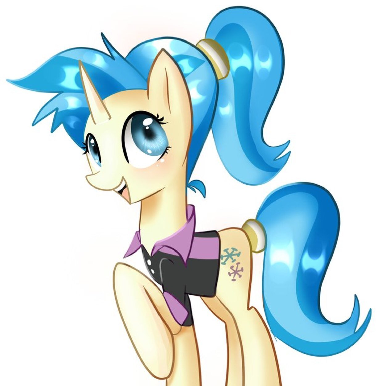 A sassy city mare with a city accent. She's busily working at Ponyville Lanes! Now, like, shoo! Allie doesn't have the time for dealing with ponies such as you.