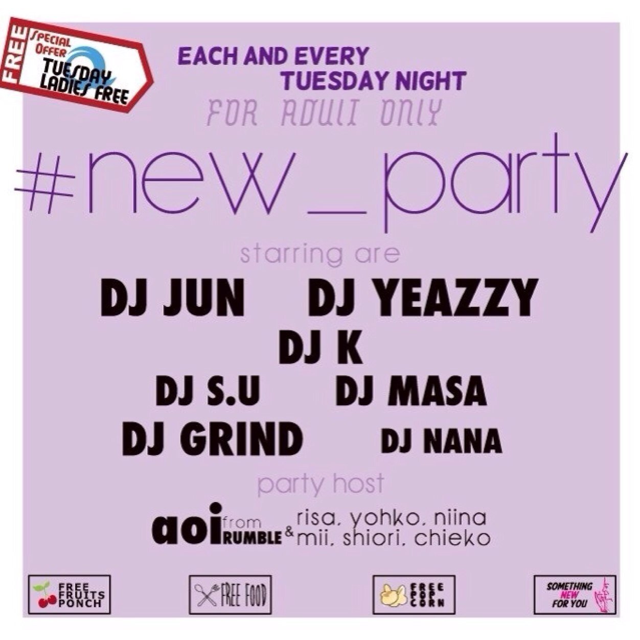 CLUB AZUREが大阪ミナミの火曜日を変える！フレッシュなメンバーたちによる新感覚パーティーが遂に始動！HIPHOP、R&B、REGGAE..etc..ビッグ・チューンから最先端のダンス・ミュージックまで網羅し、良質な音楽に溢れる新たな定番！！