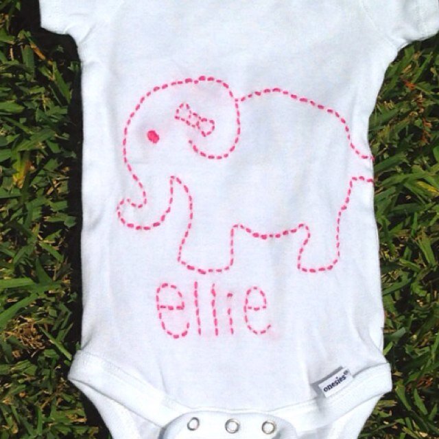 Hello! We make hand-embroidered baby clothes and adult pocket t's.   Feel free to message us with any custom requests. We are happy to bring your idea to life!