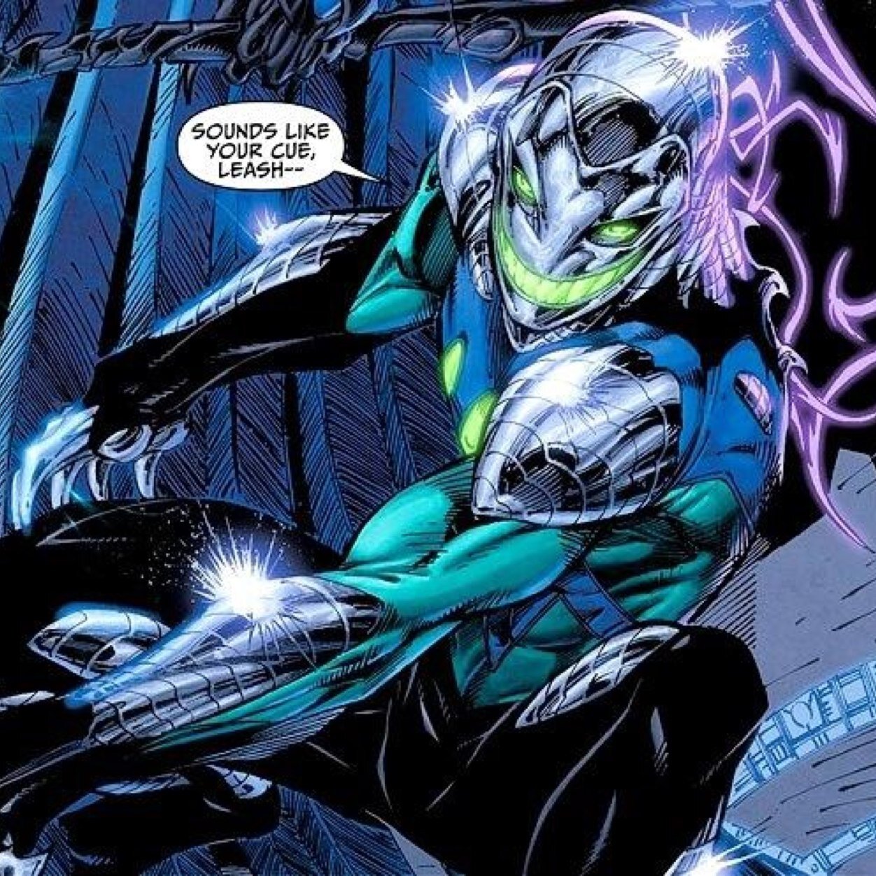 Teen agent of N.O.W.H.E.R.E. armed with the ability to shape any part of his body into twisted, metallic weapons, limited only by his sardonic imagination.