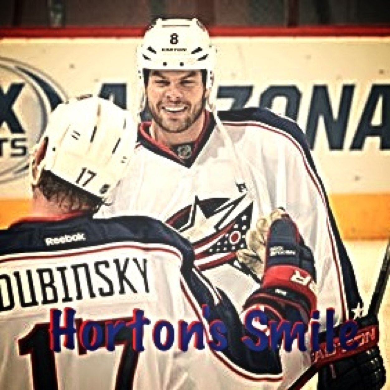 The most beautiful sight you will see on the ice in Columbus, and NHL arenas near you. It's Nathan Horton's smile! (Not affiliated with the real Nathan Horton)