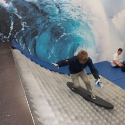 A quarter pipe with a surface made of hundreds of spinning brushes to create a safe, fun boarding experience unlike anything you've ever experienced!