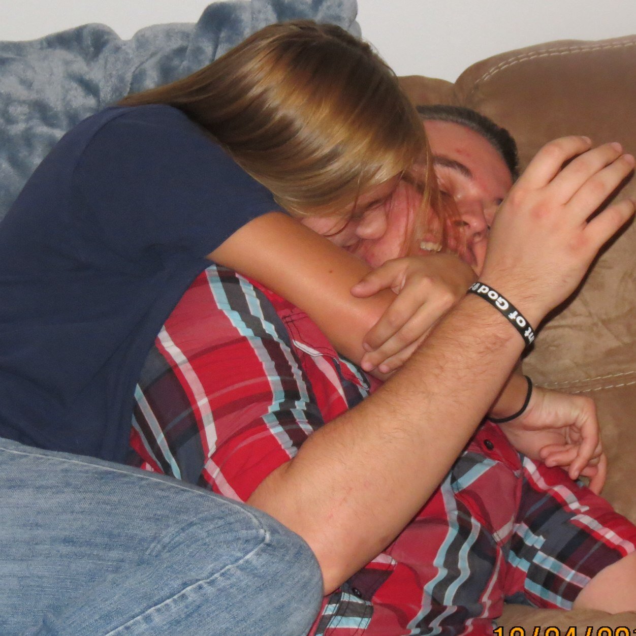 High school sweethearts. In an LDR for college. I play college softball & D will play college football next year. 1/17/10