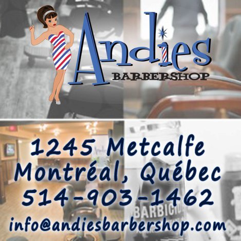 Men's barbershop in downtown Montreal.