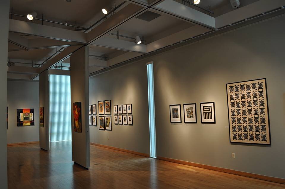 The Fine Arts Gallery inside the Nathan H. Wilson Center for the Arts on Florida State College at Jacksonville's South Campus. Contemporary art on display.