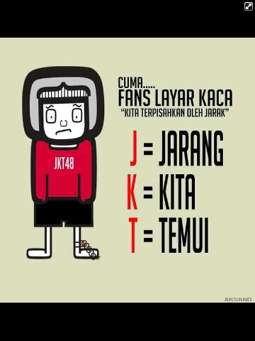 Kami Fans Layar Kaca JKT48AlwaysSupportJKT48 meskipun kami hanya melihat diLayar Kaca tetapi kami slalu menyamangati kalian || Kita terpisahkan oleh Jarak (╥_╥)