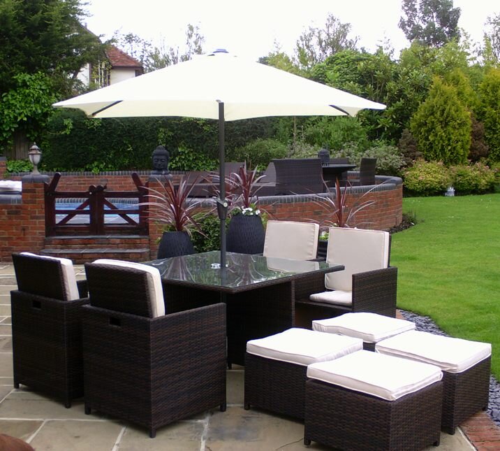 The Uks leading supplier of outdoor all weather wicker rattan furniture Our sets priced are inclusive of Cushions, Parasol, Free Delivery & 2 Year Warranty!