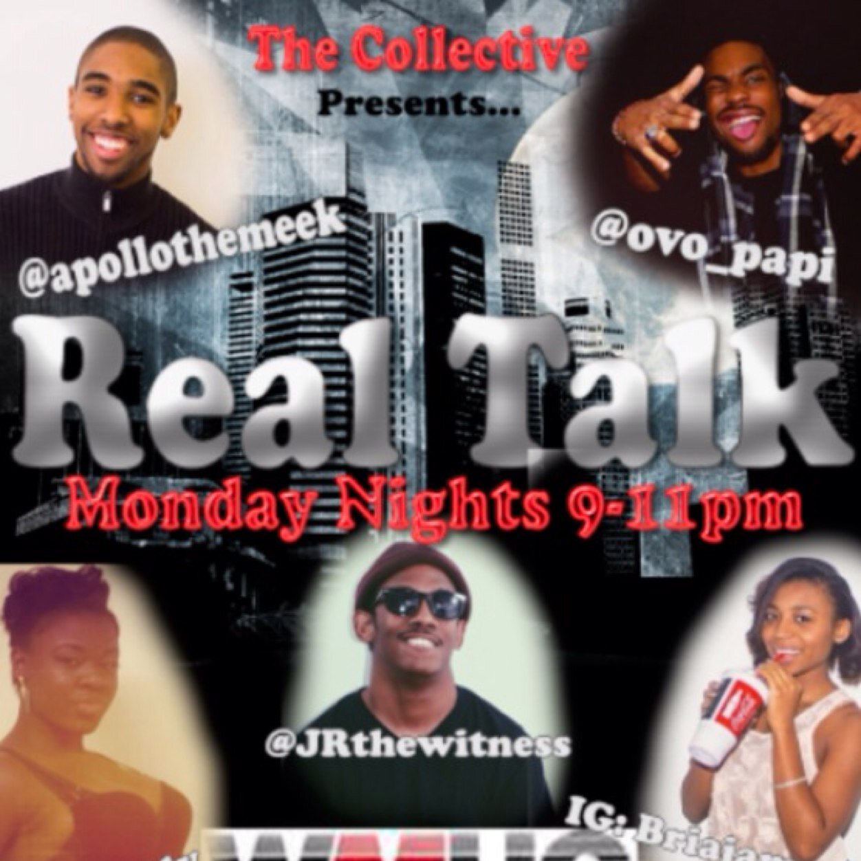 Official Twitter of Real Talk Digital Radio Show. Tune in Mondays from 9 to 11pm. Hosted by Apollo, O, and Barrington.