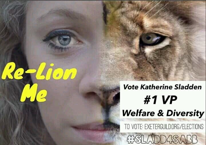 VOTE KATHERINE SLADDEN, YOUR #1 CHOICE FOR WELFARE AND DIVERSITY! YOU CAN RE-LION HER! Go to vote at: http://t.co/9dleOKwk3r