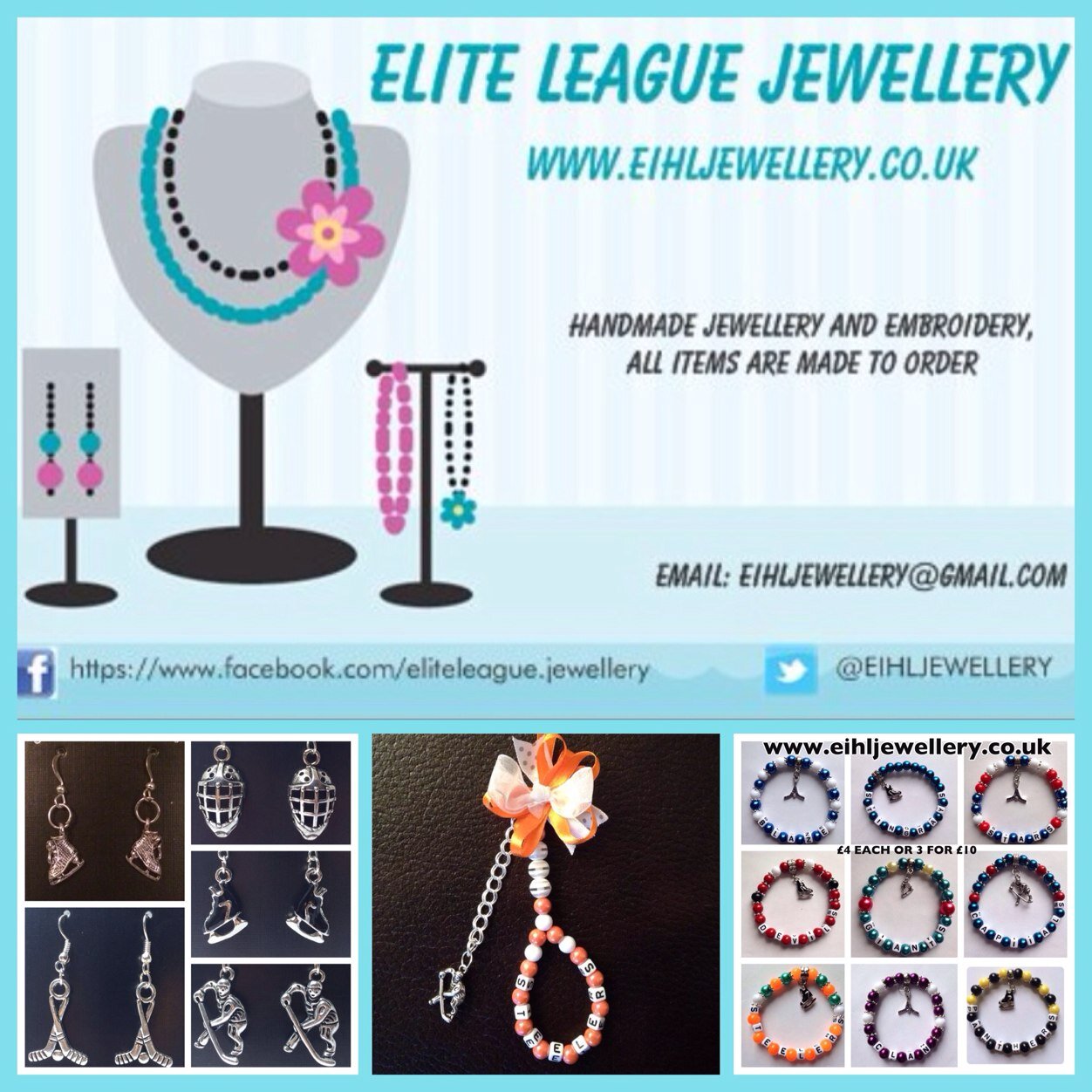 EIHLjewellery's profile picture. HAND MADE JEWELLERY AND EMBROIDERY WITH UR FAVOURITE TEAM OR PLAYER. CAN BE PERSONALISED. ANY OCCASION PLEASE CHECK OUT MY WEBSITE FOR EXCITING GIFT IDEAS.