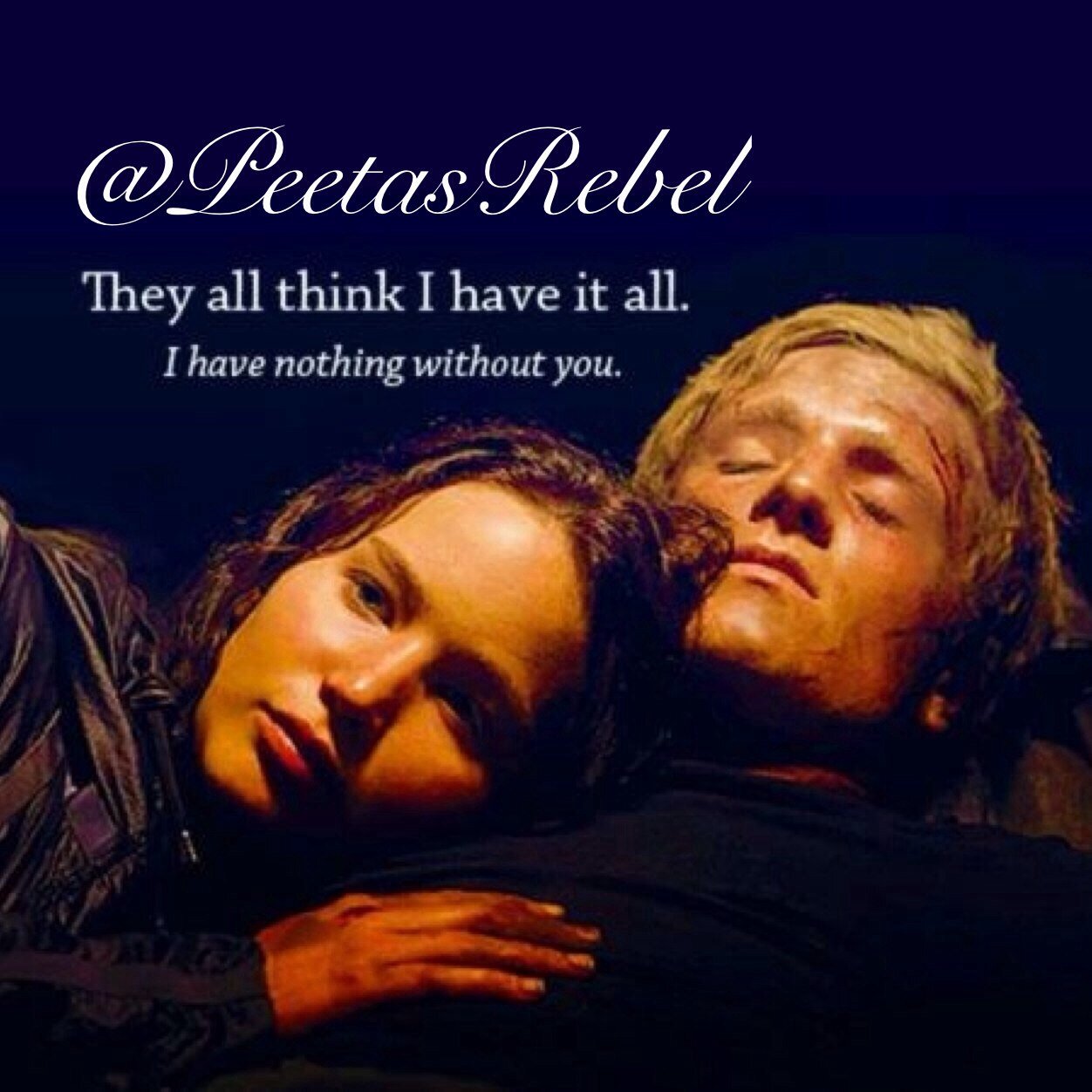 I'm the girl on fire, but I'd be nothing without Peeta. ||OOC for @FlamesOfARebel.||18+ Roleplay.|| #P2S||