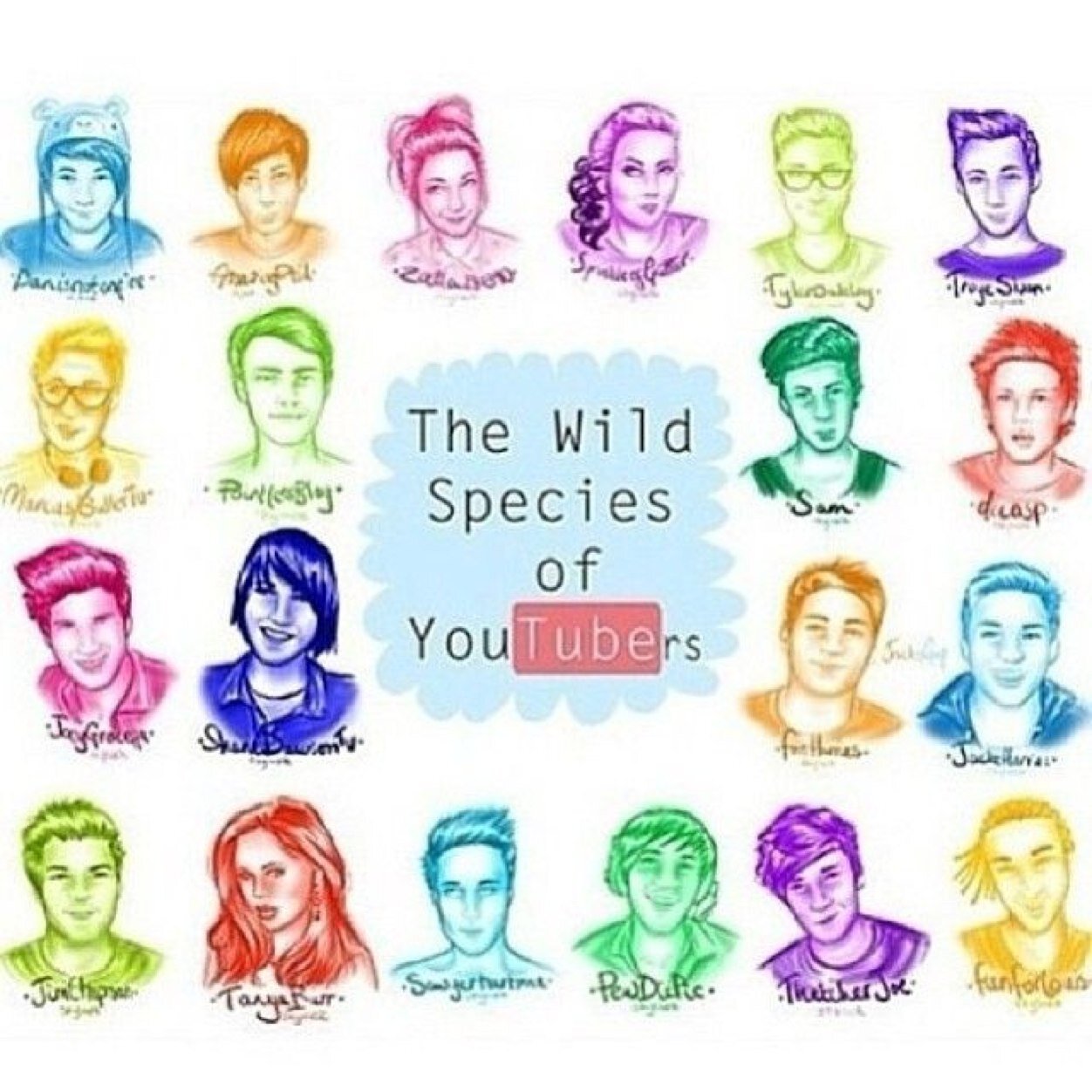O2L, thatsojack, lohanthony, andrew lowe, rebecca black, shane dawson, joey graceffa, jennxpenn, sawyer hartman, tyler oakley, jenna marbles, kingsley, etc.
