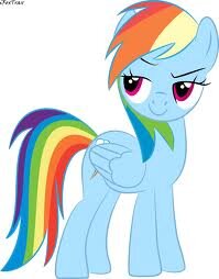 Dont tell me you dont know me! I'm the one and only Rainbow Dash! Best flyer in all of Equestria! Also, Element of Loyalty!