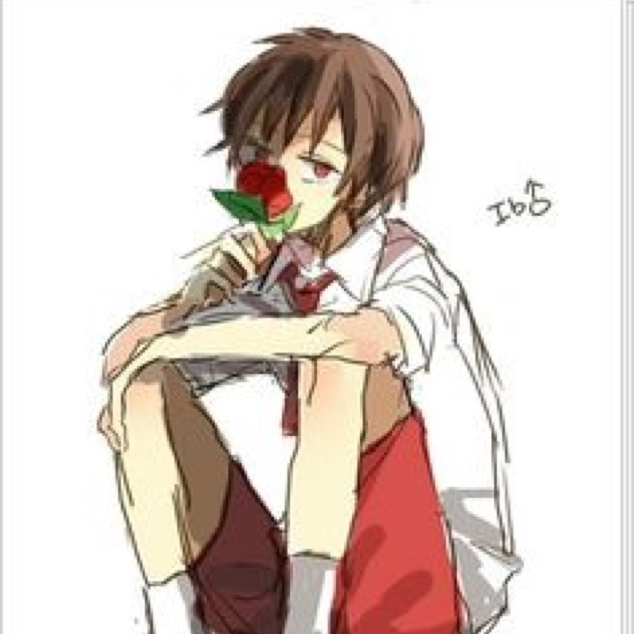 I'm Izzy, Ib's somewhat taller male counterpart. Eh, I dunno. I'm stuck in this stupid gallery with these frightening paintings...Help me out, and find Ib..?