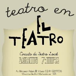 Espacio creado para presentar obras de teatros en nuestra ciudad. Todos los sábados 7pm en @ElTeatroBar_VLN