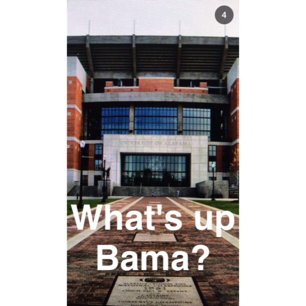 This feed is about the every day life of a University of Alabama student.. shown through various snaps! Snapchat: Bamasnaps #UASnapChat