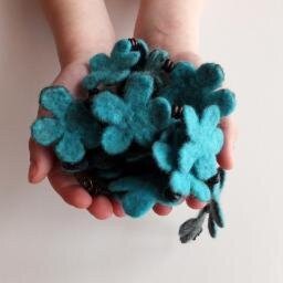 hand felted jewelry and linen scarves on Etsy