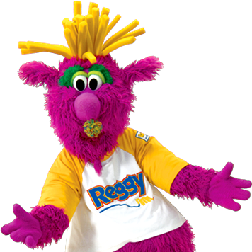 I am Reggy the Purple Party Dude.  You can find me on the Mascot Hall of Fame's site as their official spokes character, touring the country, or on line!